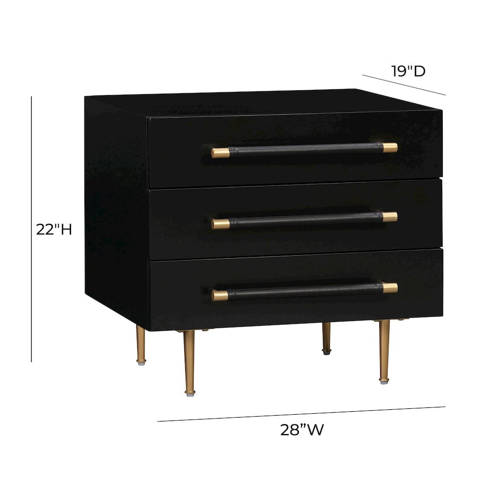 TOV Furniture Modern Nightstand with 3 Drawers, Black