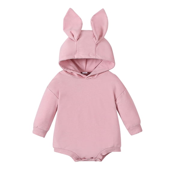 Ruyang My First Easter Baby Boy Girl Outfit New Born Long Sleeve Bunny Ear Hooded Sweatshirt Romper Jumpsuit Soft Cotton Cute Onesie
