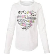 Girls' Graphic V-Notch Shirttail Long-Sleeve Crewneck T-Shirt