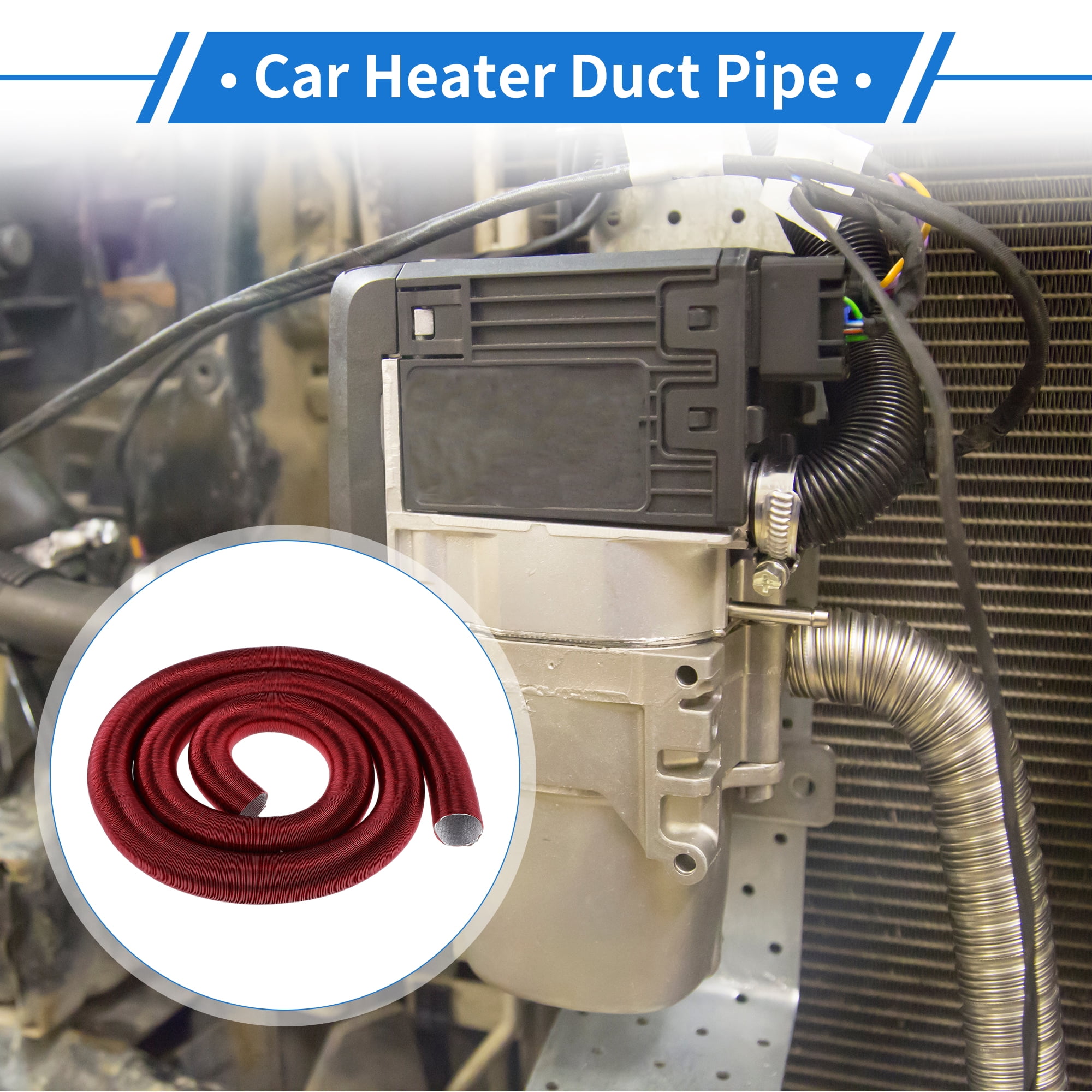 Unique Bargains 42mm Dia 500cm Car Heater Duct Pipe   Aluminum Foil Warm Air Ducting Hose for Diesel Heater Red