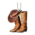 thumbnail image 2 of Ornamento de botas de vaquero plana 2D y accesorio acrílico para colgar para el automóvil para el automóvil de la trasera del de la espejo Estilo D, 2 of 8