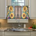 thumbnail image 2 of Yayeee Kitchen Curtains Tier Pair Light Filtering 27"x24" Rod Pocket Short Cafe Window Panel, Sunflower Wooden Pattern, 2 of 7