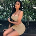 thumbnail image 4 of Womens 2 Piece Outfits Set Ruched Cami Crop Top Bodycon Skirt Mini Club Dress, 4 of 5