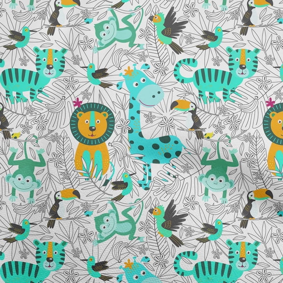 oneOone Polyester Spandex Mustard Yellow Fabric Cute Animal Sewing Craft Projects Fabric Prints By Yard 56 Inch Wide