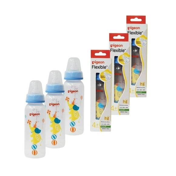 Pack 3 Biberones Pigeon Standard 240ml/8oz Diseño Elefante multicolor