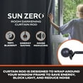 thumbnail image 2 of Sun Zero Philip Decorative Room Darkening Steel Wrap Rod, 66-120" Adjustable Length, 3/4" Dia., Matte Black, 2 of 7