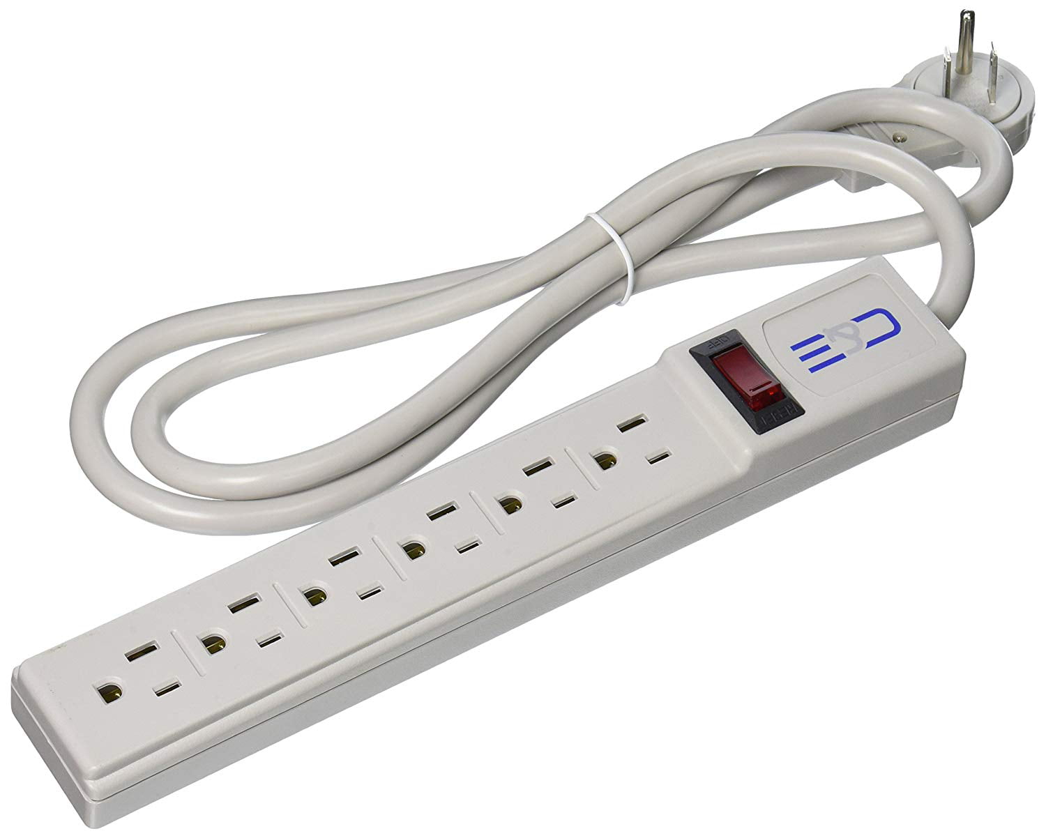 10ft 15A 2.4A Power Strip Surge Protector Flat Plug 6 Outlet 4 USB Fast Charging 