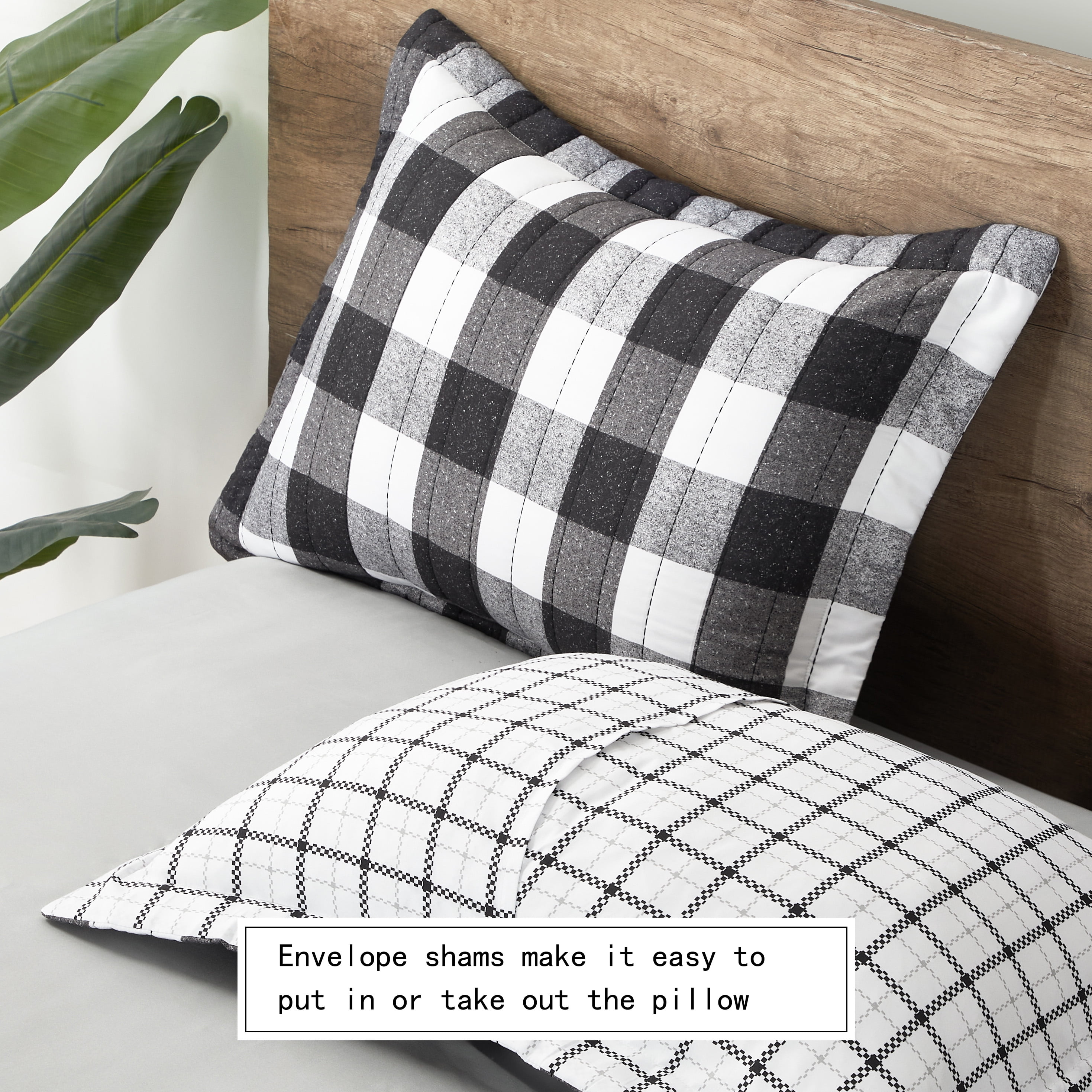 Mainstays All in One Lightweight Quilt Set and Sheet Set -7 Piece, King, Buffalo Check