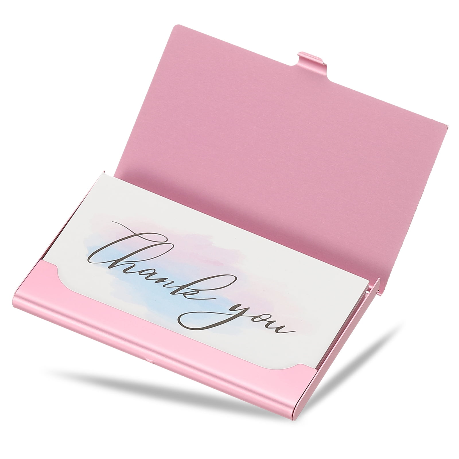 Unique Bargains Rhinestone Business Card Holder Alloy Bling Pocket Organizer Pink