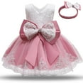 thumbnail image 1 of adviicd Robe Fleurie pour Filles Robe Fleurie pour Filles Bohème à Manches à Volants Plissée Décontractée Évasée Robes Rose,120, 1 of 4