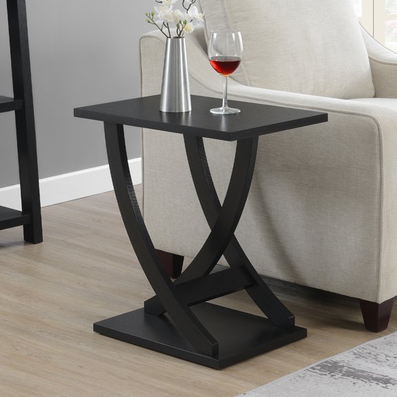 Newport Criss-Cross Chairside End Table in Black Wood Finish