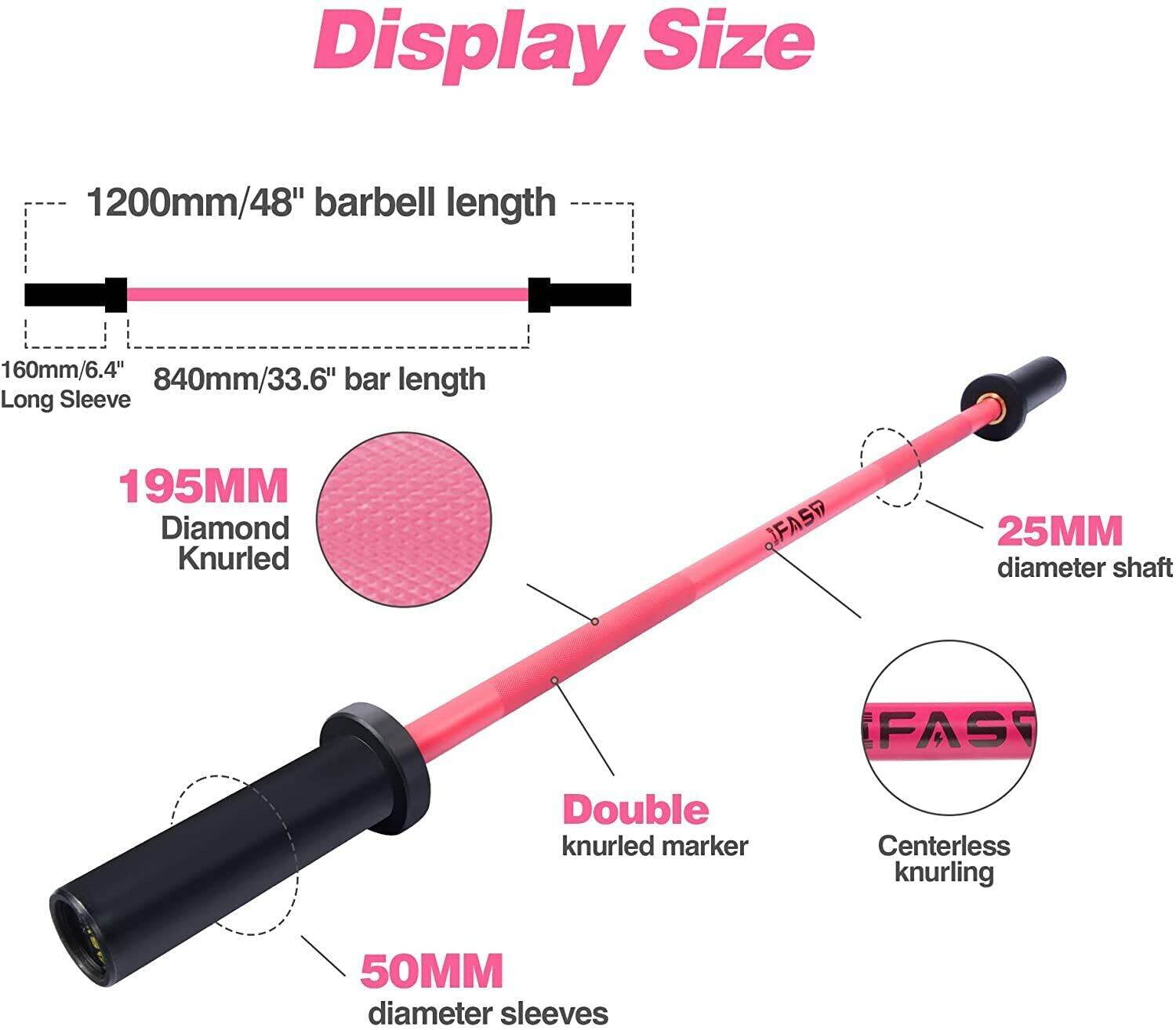Home Gym Equipment, Olympic Barbell Bar, 4Ft Solid Weight Bar with Bearings, 400Lbs Capacity Weightlifting Bar for Home Gym Workout Strength Training Squat, Suitable for 2-Inch Plates