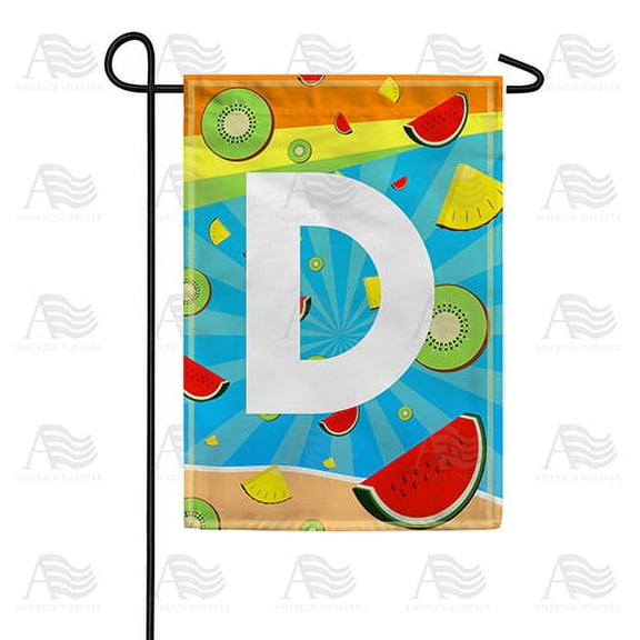 America Forever Summer Watermelon Monogram Garden Flag Letter D 12.5 x 18 inches Fruit Kiwi Pineapple Double Sided Vertical Outdoor Yard Lawn Decorative Fun Refreshing Summertime Garden Flag