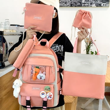 3-in-1 Girls School Backpack Set With Lunch Bag & Pencil Case - Waterproof Polyester, For Kids & Teens