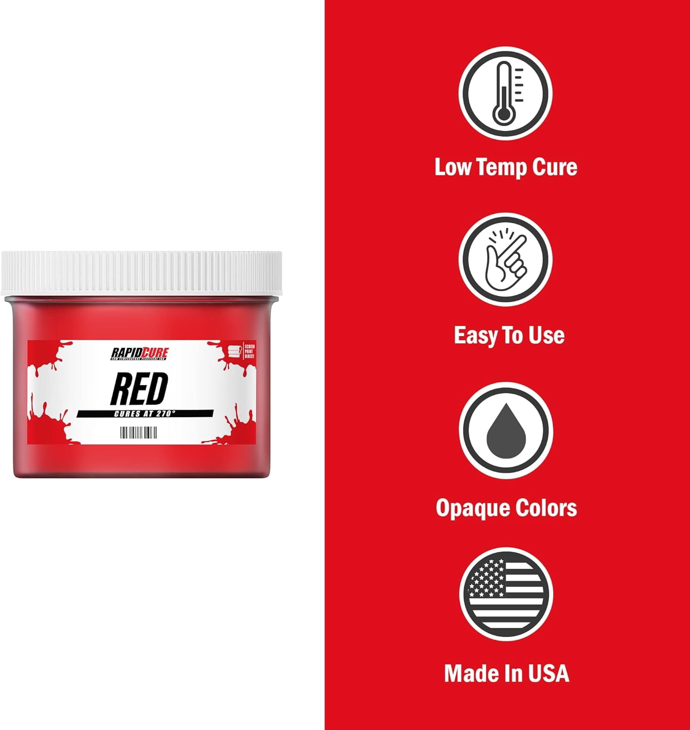 Rapid Cure Red Plastisol Screen Printing Ink – 270°F Low Cure Screen Printing Ink – 16 oz.
