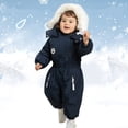 thumbnail image 2 of SGMVNU Baby Girls Snowsuit Toddler Boy Winter Hooded Zipper Romper Jacket Warm Coat Clothes Snowsuits Outfits for Kids Size 6-12 Months Navy, 2 of 7