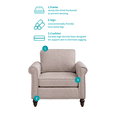 thumbnail image 4 of BALUS Upholstered Armchair for Living Room, Soft Sofa Chair with 5.9" Thicken Cushion, Single Sofa Couch for Apartment/Living Room/Bedroom/Office, Beige, 4 of 5