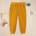 thumbnail image 2 of CAICJ98 Kids Unisex Soft Brushed Fleece Casual Pull On Jogger Sweatpants with Pockets Sweatpants for Kids Boys Girls (Yellow,6-7 Years), 2 of 4