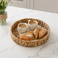 thumbnail image 4 of DAMAI Round Wicker Serving Tray with Handle, Hand‑Woven Natural Material Built in Cut Out Handle, Rustic Multipurpose Tray for Coffee Table Kitchen Countertop Dining Table Fruit Organizer, 4 of 6