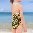 thumbnail image 4 of SEANATIVE Lace Up One Piece Swimsuit Tummy Control Leisure Girls Swimwear Bikini Size 7-8 T Aesthetic Butterfly Sunflower Beach Bathing Suit, 4 of 5