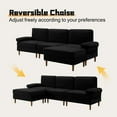thumbnail image 2 of Aukfa 100" Velvet Sectional Sofa Modular Couch with Chaise for Living Room, Black, 2 of 10