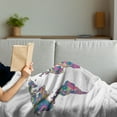 thumbnail image 3 of Wanderlust Soft Flannel Fleece Throw Blanket, Colorful World Map with Flowers Blossoms Floral Art Educational, Cozy Plush for Indoor and Outdoor Use, 50" x 70", Lime Green Fuchsia, by Ambesonne, 3 of 5