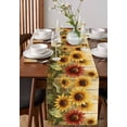 thumbnail image 4 of Summer Sunflowers Table Runner 36 Inches, Spring Oil Painting Floral Leaf Plant Bed Runner Dresser Scarves Tabletop for Indoor Outdoor Parties/Ceremony/Banquet, 13"x 36", 4 of 8