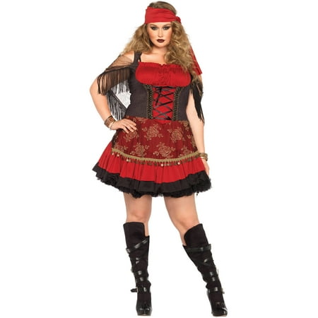 Leg Avenue Women's Plus-Size Mystic Vixen Costume, Burgundy/Black,