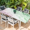 thumbnail image 2 of Ombre Green Pink Table Cloths for 8 Foot Rectangle Tables, Summer Coastal Ocean Sea Beach Wave Patio Waterproof Elastic Fitted Tablecloths, Washable Rectangular Table Cover for Camping, 2 of 8