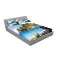 thumbnail image 2 of Ambesonne Tropical Fitted Sheet & Pillow Sham Set, Ocean Exotic Beach, Full, Cream Blue, 2 of 2