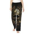 thumbnail image 1 of Fotbe Vintage Gold Leaf Skull Pantalones de Pijama para Mujer, Pantalones de Dormir, Pantalones Pj con Cordón y Bolsillos-Large, 1 of 6