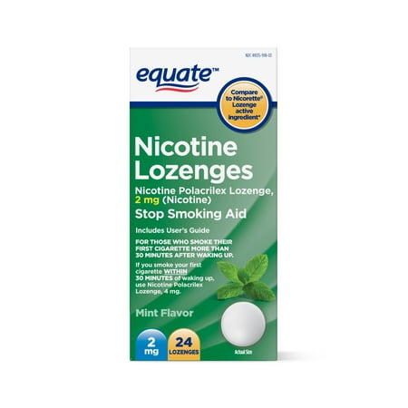 Equate Nicotine Polacrilex Lozenge, 2 mg (nicotine), Mint Flavor, 24