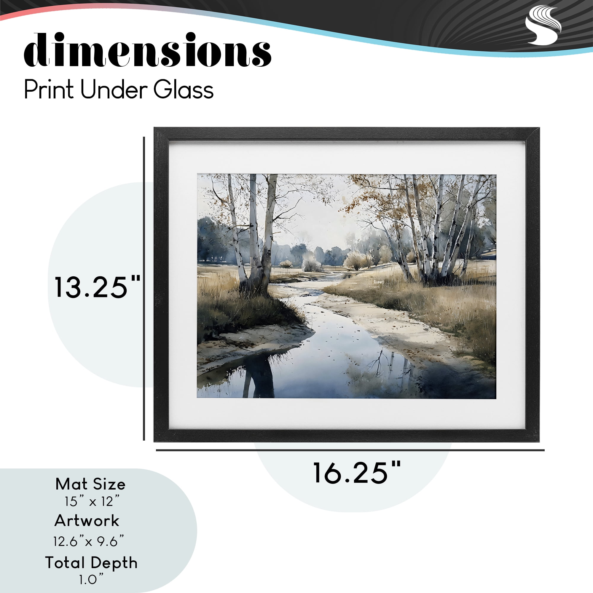 Stupell Industries Birch Tree Creek in Autumn Black Framed Print Under Glass, design by Franklyn Gregory