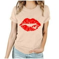 thumbnail image 1 of RKSTN Hauts pour Femmes 2024 Printemps Été Imprimé Graphique Col Rond Manches Courtes Hauts Saint-Valentin Couleur Unie Blouse Ample Décontractée, 1 of 4