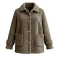 thumbnail image 3 of Karight Women's Soft Fluffy Blazer Jacket Lapel Collar Warm Thick Fuzzy Teddy Fleece Casual Double Breasted Jacket, 3 of 6