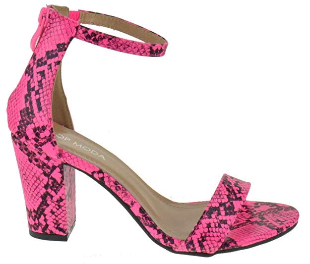 High Heel Sandal, Neon Pink Snake 