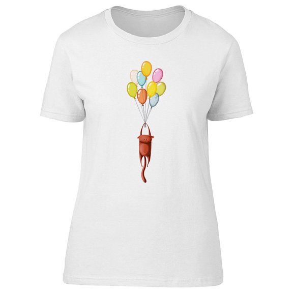 Cute Cat With Balloons Tee Women's -Image by Shutterstock