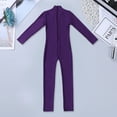 thumbnail image 4 of Moggemol Kids Girls Long Sleeve Dance Outfit Full Length Unitard Leotard Bodysuit Gymnastic Jumpsuit Purple XL, 4 of 7