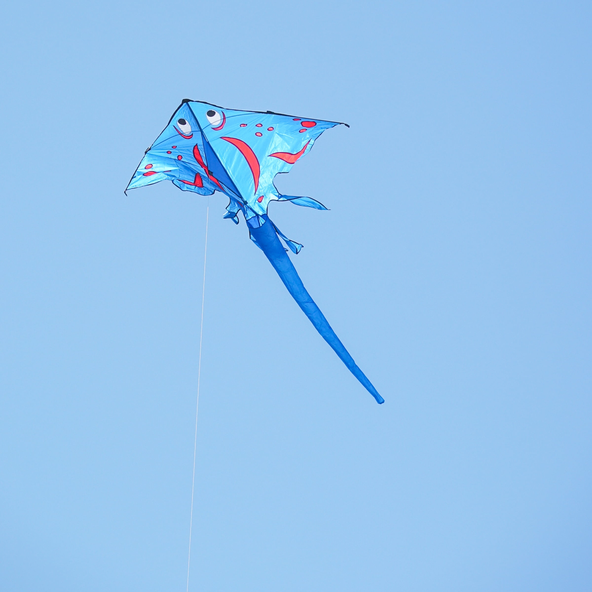 In the Breeze 3220 — Blue Stingray Kite - Large Single Line Kite - Ripstop Fabric - Kite Line and Bag Included