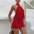 thumbnail image 2 of Sexy Halter Neck Backless Mini Dress for Women Sleeveless Ruched Bodycon Party Night Out Club Dresses, 2 of 4