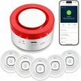 thumbnail image 1 of Détecteur Intelligent de Fuite d'Eau, Trousse d'Alarme de Fuite d'Eau : 1 Sirène Intelligente + 5 Capteurs de Fuite, avec Alertes par Application et Son Réglable à 100 dB, pour Égouttement Ou Inondation dans la Cuisine, la Salle de Bain, le sous-Sol (Wi‐Fi 2,4 g), 1 of 6
