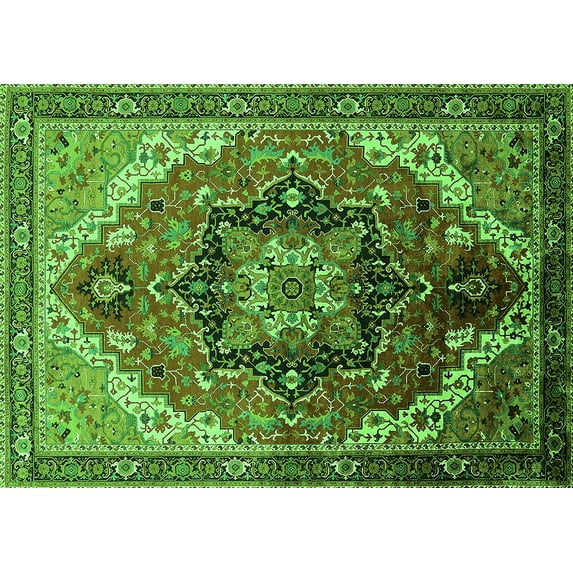 Ahgly Company Indoor Rectangle Oriental Green Industrial Area Rugs, 4' x 6'