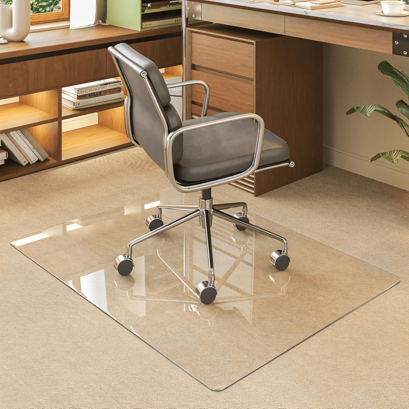 Lumora 36.1" x 46" Heavy Duty Hard Tempered Glass Mat Glass Chair Mat,Clear