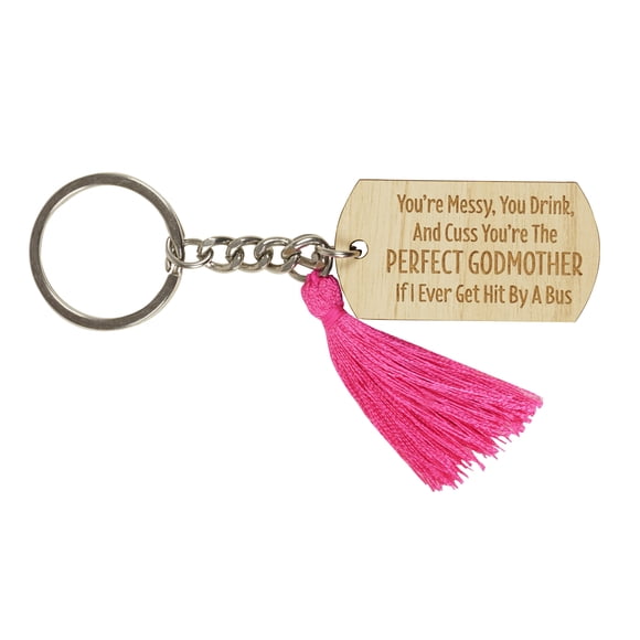 Inkdotpot Key Chain For Godmother Engraved Wooden Key Holder Housewarming Gift