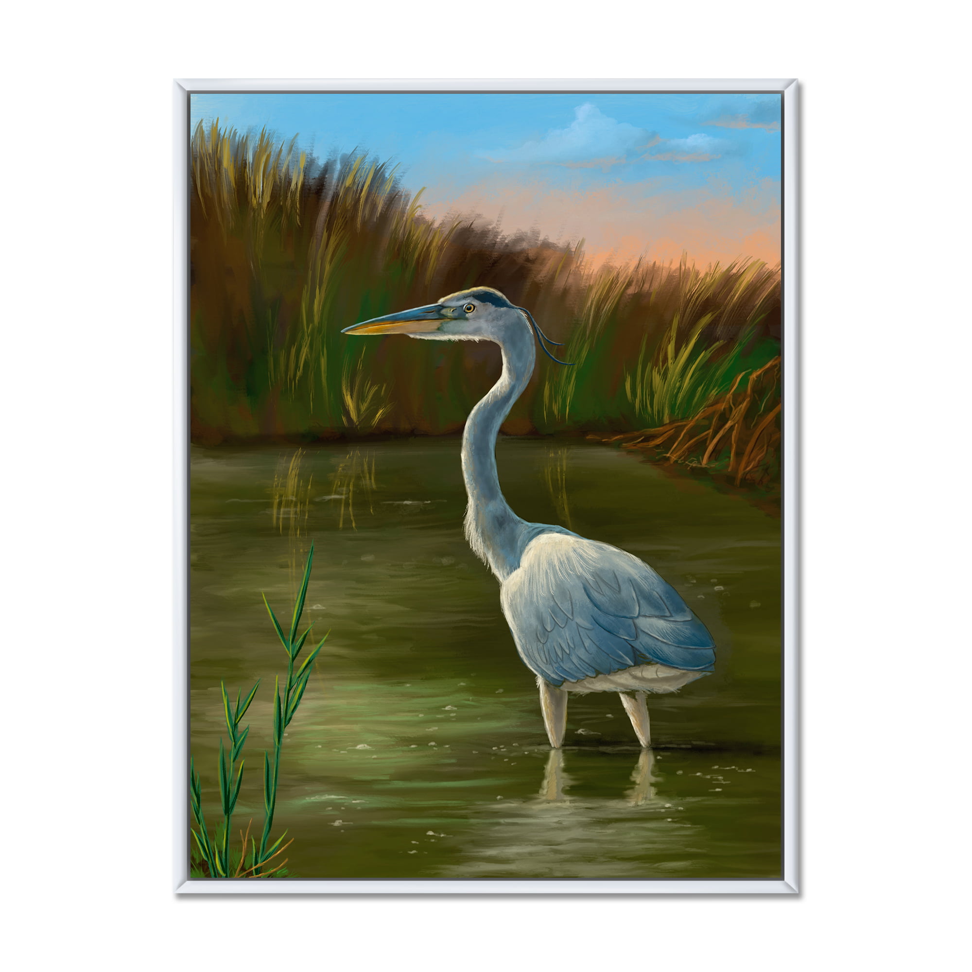 Bird Home Decor Wetland Heron II Canvas Wall Art Print