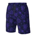 thumbnail image 4 of Rocae purple flower Snowflake for Men's Beach Shorts Casual Elastic Waist Drawstring Summer Beach Shorts,S-3XL-3X-Large, 4 of 6