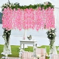 thumbnail image 4 of Artificial Wisteria Flower Vines Garland,12 Pcs Flower Strings for Home Decor and Wedding Party Decorations,Fake Hanging Flowers for Wall Decoration,Topboutique Silk Wisteria Flowers,Pink, 4 of 8