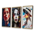 thumbnail image 3 of Designart "Acrylic Portrait of a Woman III" Fashion Woman Framed Wall Art Set Of 3 - White Fashion Woman Frame Canvas Set For Living Room Decor, 3 of 7