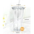 thumbnail image 2 of 20 oz Plastic Insulated Tumblers,Double Wall Plastic Tumblers with Lids and Straws,Reusable Plastic Travel Tumbler - Clear Clear Reusable Cups for Parties, Birthdays - 1 Pack, 2 of 7