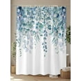 thumbnail image 4 of Fsddascl Teal Blue Eucalyptus Leaves Shower Curtain Set - Extra Long 72" x 96" Bathtub Curtain with 12 Hooks, Spring Floral Summer Botanical Waterproof Fabric Stall Shower Curtains for Bathroom, 4 of 6
